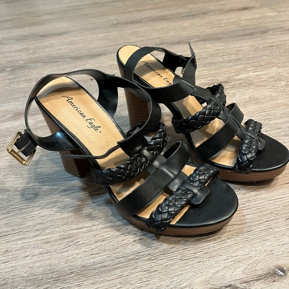 American Eagle Strappy Black Heels. Size 7.5. - Picture 3 of 4